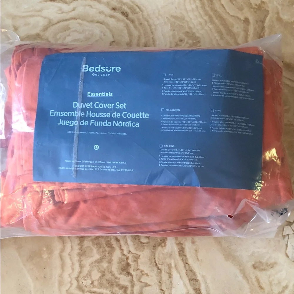 BEDSURE KING SIZE DUVET COVER SET • DUVET COVER & 2 PILLOW SHAMS • TERRA COTTA